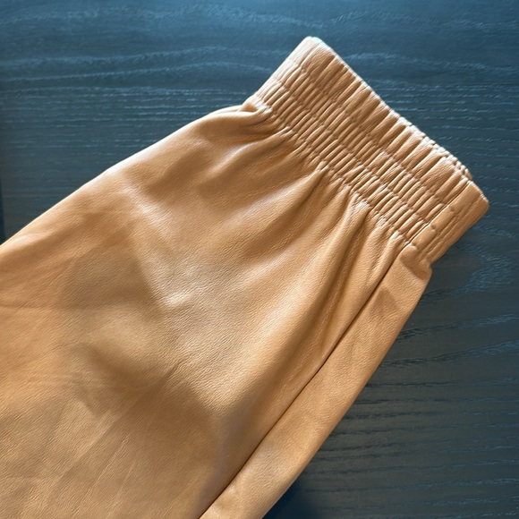 Stylish Tan faux leather Joggers - Picture 2 of 4